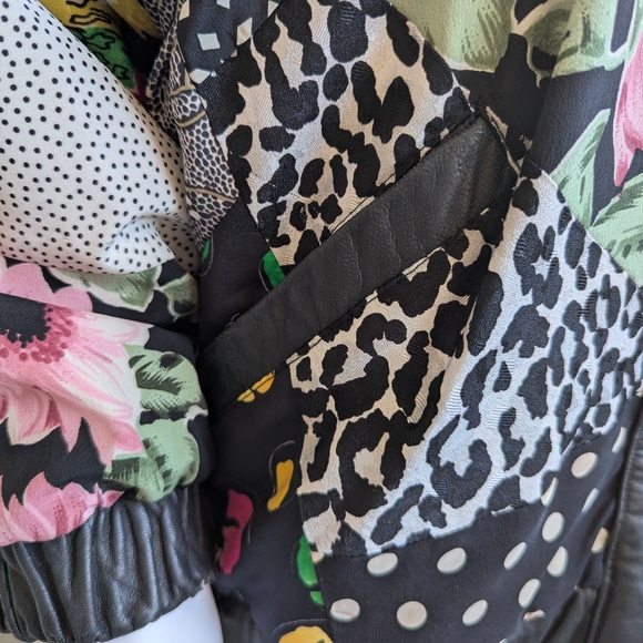 Avanti patchwork leather jacket features a unique design combining black genuine - Picture 6 of 9